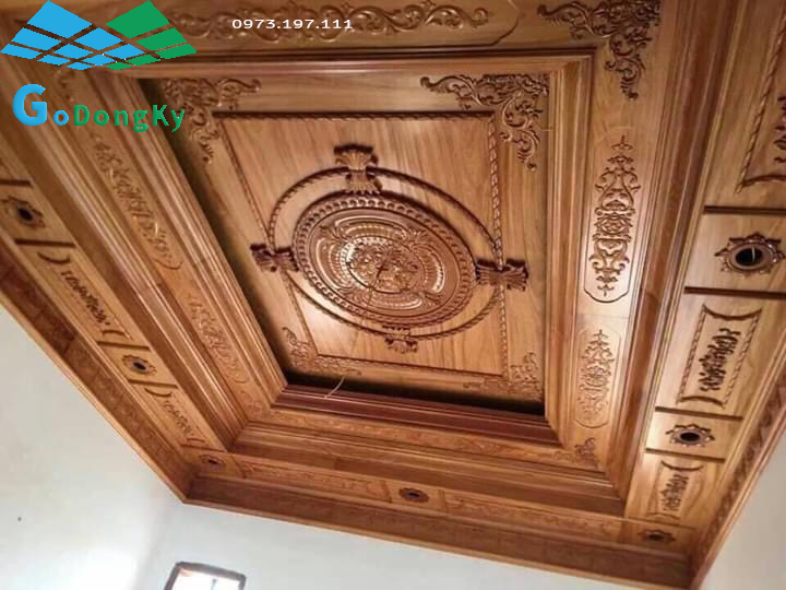 Mẫu trần gỗ cổ điển gỗ gõ đỏ