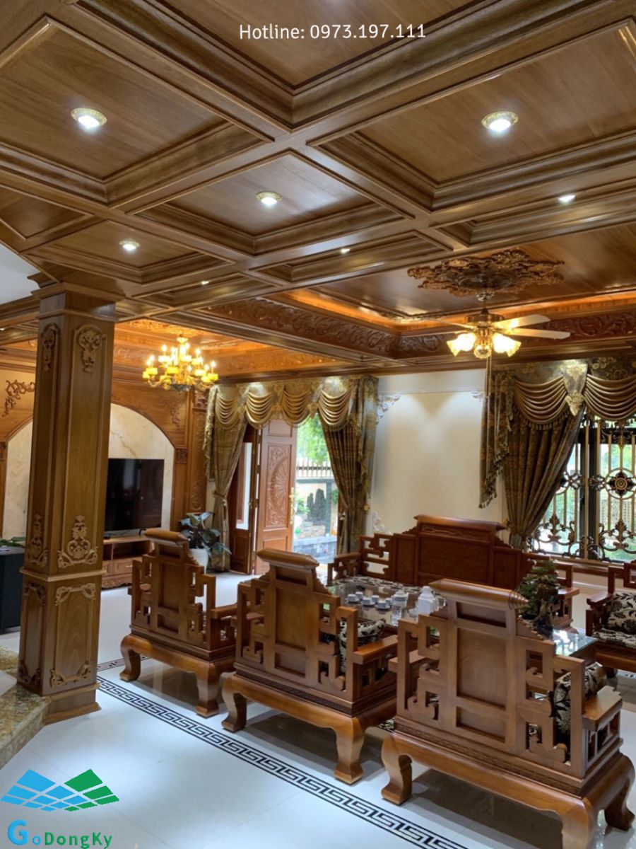 Mẫu trần gỗ hiện đại đẹp cho nhà phố