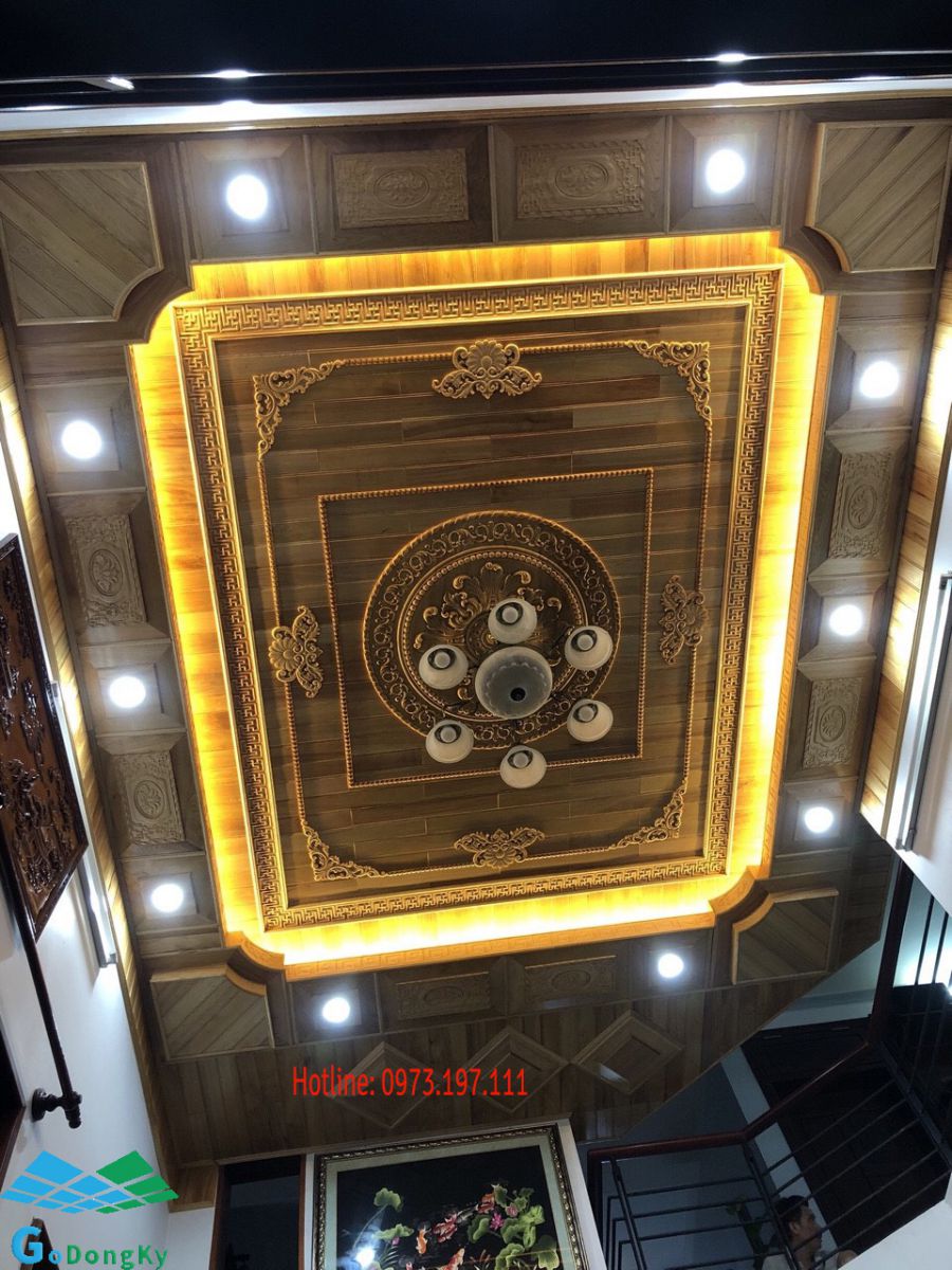 Trần gỗ tự nhiên đẹp cho phòng thêm ấm cúng