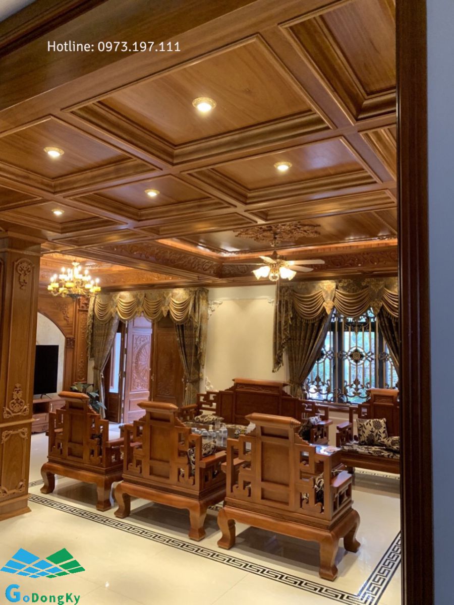 Trần gỗ tự nhiên tân cổ điển